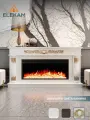 Камин электрический ELEKAM Gloria 38 белая / золотая патина напольный с очагом и порталом, с пультом, обогревом и имитацией огня (Электрокамин)