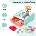 Детская касса Hape с бумажными деньгами, монетами, пластиковой картой и сканером товаров E3200_HP