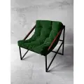 Кресло мягкое удобное для отдыха, уличное, на балкон, на веранду, в стиле лофт, минимализм, Слэш ++ велюр зеленый