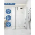 Душевая перегородка с подвижным стеклом Ulitka Walk In Rain 90+30х195 мм, профиль черный, стекло прозрачное 8 мм