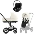 Детская универсальная коляска Cybex Priam IV Black, Off White 3в1, автокресло Cloud T Plus Sepia Black, до 4 лет