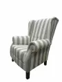 Кресло мягкое жаккард Французская полоса серая на белом шенилл
