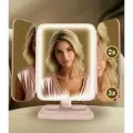 Зеркало для макияжа с подсветкой LED настольное зеркало 3 створки розовое