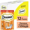 Dreamies лакомые подушечки, 12 упаковок по 140 г, Курица