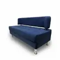 Диван прямой прага 150х67х77 см, нераскладной, синий микровелюр