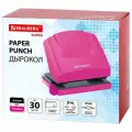 Упаковка 2 шт. Дырокол BRAUBERG SUPER, до 30 листов, цвет маджента и черный, 272745