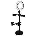 Кольцевая светодиодная лампа LP 16см 10 Вт 3000-6000К настольная с держателем для двух смартфонов и микрофона