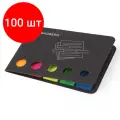 Комплект 100 шт, Закладки клейкие BRAUBERG неоновые, пластиковые, 42х12 мм, 5 цветов х 20 листов, в картонной книжке, 122705