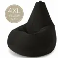 Кресло мешок Laavi Home кресло груша, размер ХXXXL, мебельный велюр, черный