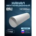 Канал круглый для вентиляции D125мм, 2м, полистирол ударопрочный, белый