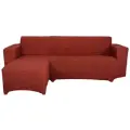 Чехол на диван угловой без оборки с выступом слева, цвет Терракот