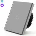 Cенсорный Wi-Fi выключатель с Алисой, 1 клавиша 1 пост, (1G) стекло 86х86мм цвет серый
