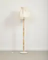 Светильник напольный/ Торшер Скандинавия Классика, с абажуром слоновая кость, светло-коричневым основанием, дерево, ткань