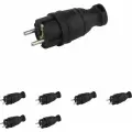 Вилка ЭРА каучуковая с заземлением с прямым вводом IP44 черная (комплект из 6 шт)