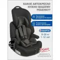 Автокресло детское Siger Стар IsoFix Lux 9 36 кг, с подстаканником, черный графит