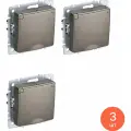 Розетка силовая штепсельная IEK / ИЭК Brite РСбш10-3-БрШ, 16А IP20 шампань с заземлением с защитными шторками и крышкой, BR-R16-16-K37 / электрооборудование (комплект из 3 шт)