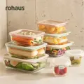 Набор стеклянных контейнеров для еды Rohaus с стеклянными крышками 8 штук: 2шт х 650 мл, 2шт х 1000мл, 2шт х 1500 мл + 2 мини контейнера 200мл