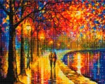 Алмазная мозаика на подрамнике Белоснежка Пара у озера / Алмазная мозаика 40x50 см / Вечер / Фонари