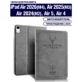 Чехол на Apple iPad Air 11 2025 (M3), Air 11 2024 (M2), Air 5 2022, Air 4 2020, кожаный с тиснением, винтажный стиль (серый)