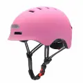 Шлем для велосипеда, электросамоката, гироскутера с подсветкой и фонарем (Розовый)