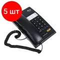 Комплект 5 шт, Телефон RITMIX RT-330 black, быстрый набор 3 номеров, мелодия удержания, черный, 15118350