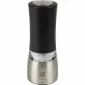 Мельница для соли «Даман» электрическая; акрил, сталь нерж, H=16см; черный, металлич.
