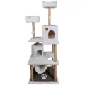 Игровой комплекс с когтеточками, лежанками, домиками, гамаком и игрушками Эверест. Для кошек. 71х61х197см. Белый.