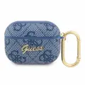 Чехол Guess для Airpods Pro, PU-кожа 4G metal logo с карабином голубой