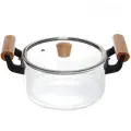 Кастрюля из боросиликатного стекла 2,5л «Хай-Тек», с деревянными ручками, стильный дизайн
