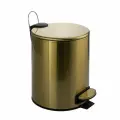 Ведро круглое, 5л, с микролифтом, из нержавеющей стали, с педалью, с плоской крышкой, цвет золото, санакс