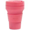 Многоразовый складной стакан STOJO с крышкой для кофе с собой из пищевого силикона,Кружка для кофе 355 мл, цвет Peony
