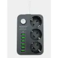 Сетевой фильтр Live Power с заземлением 6 USB и 3 розетками 2м