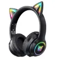 Игровые наушники Onikuma B90 Taffy Cat черные с кошачьими ушками, Bluetooth 5.3 и подсветкой