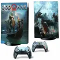 Наклейка виниловая защитная на игровую консоль Sony PlayStation 5 Fat Disc Edition, God of War, полный комплект с геймпадами