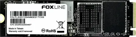 FLSSD1024M80E21TCX5 / Твердотельный накопитель Foxline SSD X5-E21T, 1024GB, M.2(22x80mm), NVMe, PCIe
