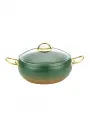 Кастрюля с крышкой стеклянной Dlk 26х11 см (5,7 л) с АПП, цв. оливковый/золотой, арт. 3000-OLV/GD-26