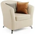 Кресло Евро, для дома, для отдыха, полукруглый, экокожа бежевый