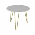 Журнальный стол Рид Голд, ЛДСП, белый мрамор/золото, 55x45x55 см.