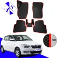 Автомобильные коврики EVA/ЕВА/ЭВА для Skoda Fabia 2 (MK2) Шкода Фабия МК2 2007-2014 черный красный