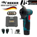 Мини ушм аккумуляторная REKKR AGM101BL, 210Вт, 2 аккумулятора 12В 2.0Ач, кейс с набором, зарядка, диск 75мм