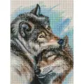 Алмазная мозаика Белоснежка Не шуми / Набор алмазной мозаики 30х40 см / На холсте / Полная выкладка / Животные / Волки / Пара