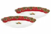 Набор 2 блюда овальных Рождественские ягоды, 30 х 21 х 5 см (Easy Life)