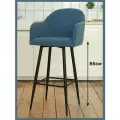 Барный стул для кухни Токио мягкий со спинкой голубой велюр, 85 см