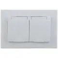 Intro 1-210-01 Intro Розетка 2х2P+E Schuko с крышкой штор, 16А-250В, IP20, СУ, IP44, Plano, белый (10/100