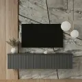 Тумба под телевизор подвесная Фриз 137х31х29 см, Темный цемент/Графит
