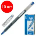 Комплект 10 шт, Ручка гелевая PILOT Super Gel, синяя, корпус прозрачный, узел 0.5 мм, линия письма 0.3 мм, BL-SG-5