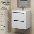 Тумба под раковину для ванной подвесная Uperwood Tanos 50х34,7х50 см, белая/графит