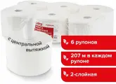 Бумага туалетная с центральной вытяжкой 207 м, LAIMA (Система T8) PREMIUM, 2-слойная, белая, комплект 6 рулонов, 112514