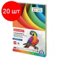 Комплект 20 шт, Бумага цветная BRAUBERG, А4, 80 г/м2, 100 л, (5 цветов х 20 л.), интенсив, для офисной техники, 112461