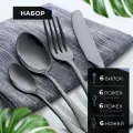 Набор столовых приборов Нуар Noire, 24 шт, чёрный глянец, нержавеющая сталь